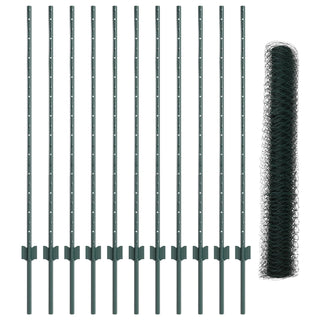 Gartenzaunset Set aus 2 Grün Metall Groß Langlebig Gartenzaun